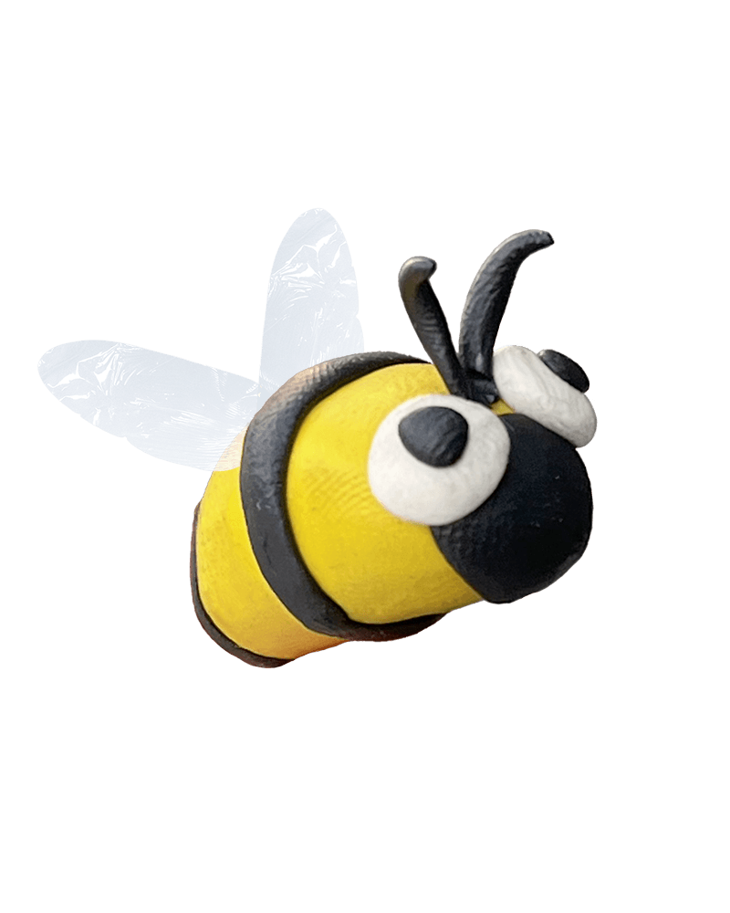 Clay bee sculpture