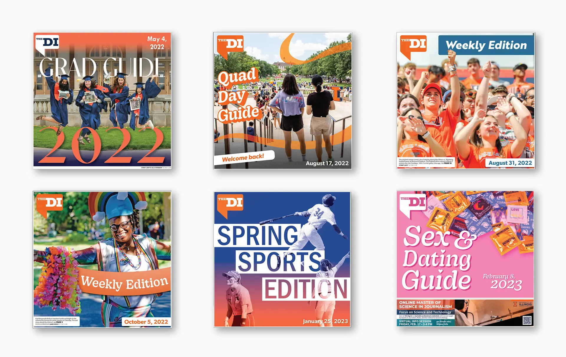 Daily Illini newspaper covers